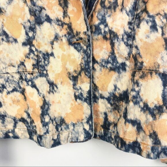 ROMABLUE Vintage Look Bleach Tie Dye Denim Jacket Blue Orange Women’s Size Large - Picture 5 of 13